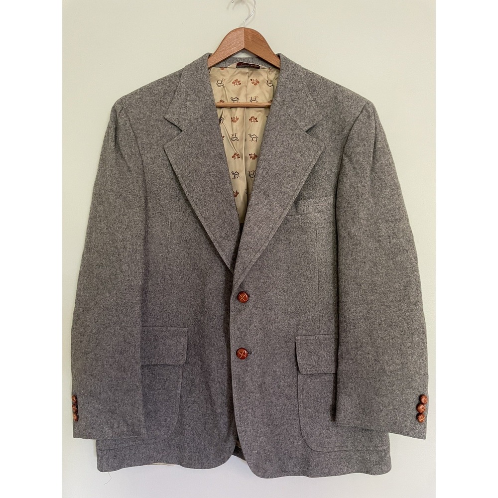 Vintage Liefs Gray Camel Hair Blazer Mens 36 S Womens M L Dark Academia 70s - Picture 3 of 16